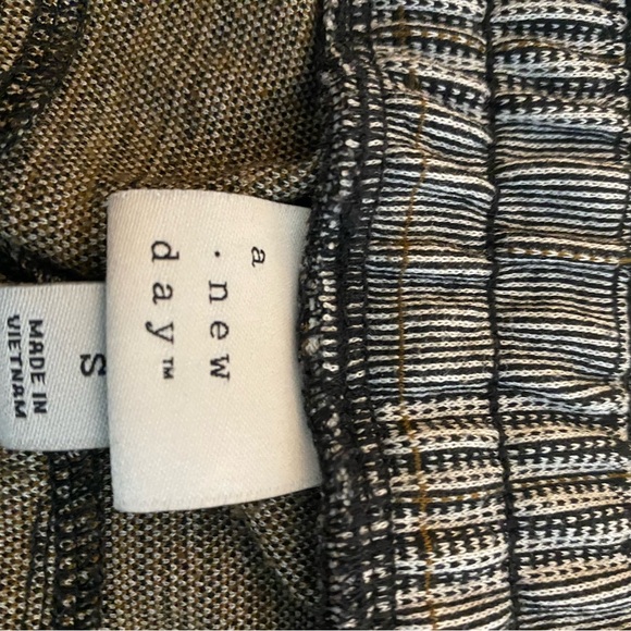 Neutral Plaid Drawstring Pull-On Ankle Pants Comfy Viral Work Pants sz Small - Picture 5 of 5